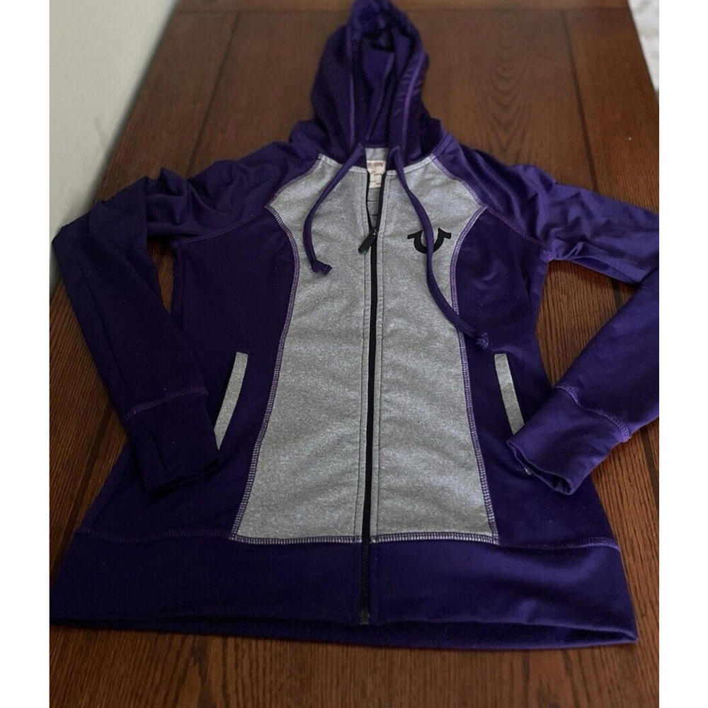 TRUE RELIGION World Tour Purple Women’s Size S/P Hoodie Full Zip Sweatshirt